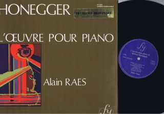 Honegger Works for Solo Piano Worlds First Recording Stereo LP
