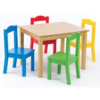 Tot Tutors Kids Table and 4 Chair Set, Primary Wood: Home