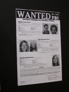 FBI WANTED Poster for PATTY HEARST and WILLIAM & EMILY HARRIS