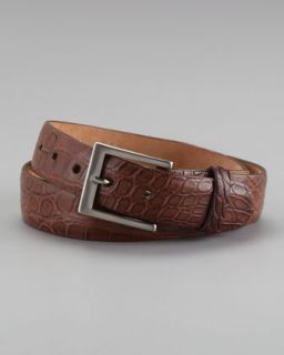 M045X W.KLEINBERG Matte Alligator Belt, Cognac