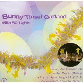 EAsTer BUNNY pastel tinsel GARLAND string LIGHTS in/out