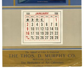 Heckman 1938 Art Deco Spirit of Progress Aviation Machine Age Calendar