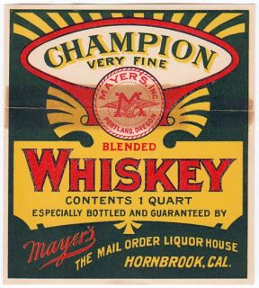 Pre Pro Champion Whiskey Label Portland Or