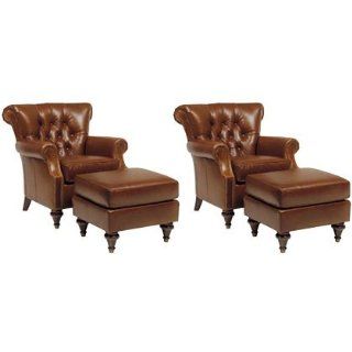 Set Of 2 Abbott Designer Style Tufted Leather Accent