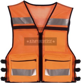 Safety Orange High Visibility Mesh Safety Vest w/ Reflective Stripes