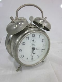 Vintage Russian Made Chrome Wind Up Alarm Clock