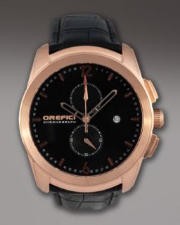 N1M7E Orefici Watches Classico Chronograph Watch, Black/Rose Gold