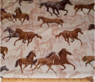 Wild Horses Cream Fabric by Yard Quilting Cotton Wildlife