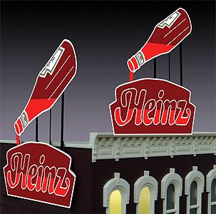 HO or O Scale Heinz Ketchup Bottle Animated Neon Billboard Wired Built