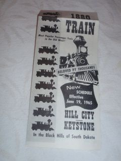 1965 BROCHURE 1880 TRAIN HILL CITY KEYSTONE SOUTH DAKOTA BROCHURE