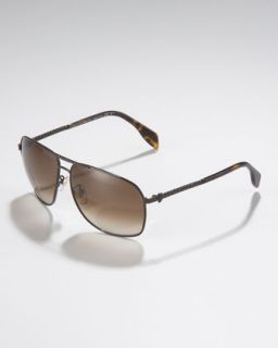 textured aviator sunglasses dark brown $ 375