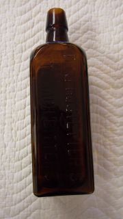 Antique Dr J Hostetters Stomach Bitters Amber Glass Bottle No Chips