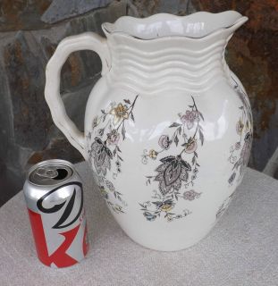 Huge T Furnival Sons Semi China PITCHER Made in ENGLAND Hanging Floral