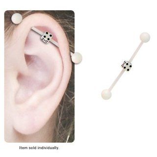Flexible Acrylic Dice Industrial Barbell White Jewelry 