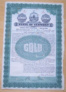 Bond Vermont Flood of 1927 Flood Bond Gold