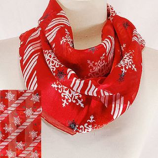 Snowflake Holiday Scarf Candy Canes Red White 13 x 60 Belt Sash Snow
