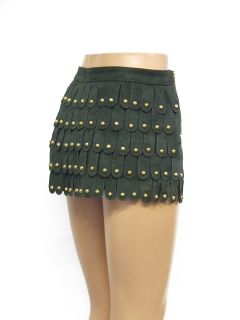 Dark Green Armour Suede Shorts Hotpants
