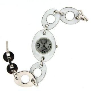 stainless steel case strap with hello kitty logo face with hello kitty