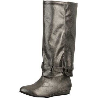 Breckelles Tammy 41 Faux Leather Wedge Mid Calf Boots
