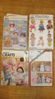Lot of 4 Simplicity McCalls Craft Patterns Doll Clothes 12 18 Sewing