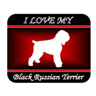 I Love My Black Russian Terrier Dog Mouse Pad   Red