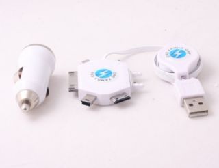 in 1 USB AC Wall Home Car Charger Data Cable for iPod Iphone itouch
