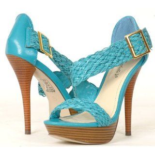 STRAPPY GLADIATOR Blue Sandal Designer Shoe 5.5: Shoes
