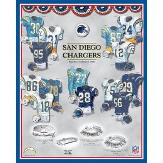San Diego Chargers 11 x 14 Uniform History Plaque Sports
