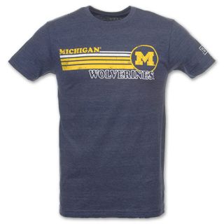 NCAA Michigan Wolverines Stripes Destroyed Mens Tee Shirt