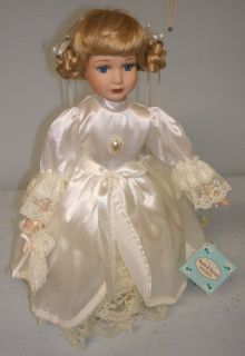 17 Hearts and Harvest Memories Porcelain Doll w/Stand & Tag