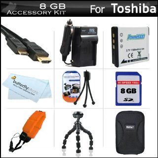 8GB Accessories Kit For Toshiba Camileo BW10 Waterproof HD