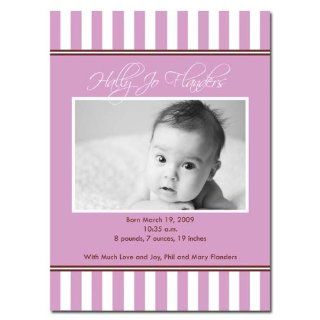 Lavender Stripes Baby Photo Birth Announcement (Set of 25