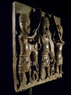 Herscher Bronze Platte Aus Benin Nigeria incl Ständer