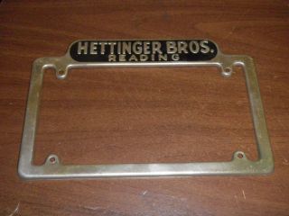Vintage Hettinger Brothers Reading License Plate Frame