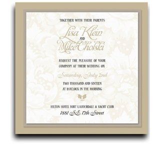 130 Square Wedding Invitations   Taupe Floral Jubilee