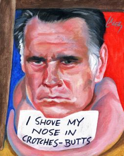Painting Mitt Shaming Bad Pet Romney Dog Cat Shame Funny Political Art