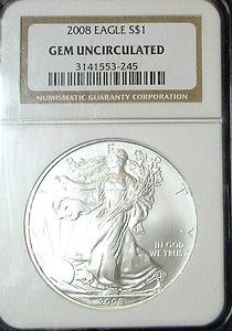 2008 Silver 1$ NGC Gem Uncirculated Collector Coin 684
