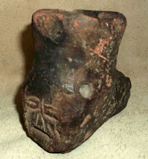 Very Large Rare Old Stone Indian Artifact Face Effigy Peace Pipe