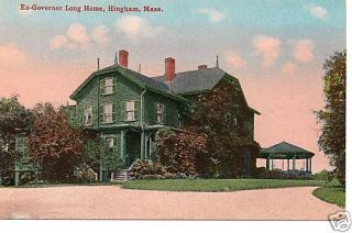 EX Governor Longs Home in Early Hingham MA Postcard