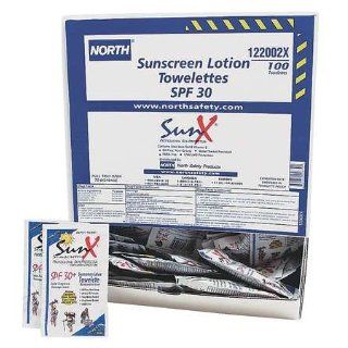 NORTH SAFETY 122002X Sunscreen Towelettes,8 x 5 Inch,PK
