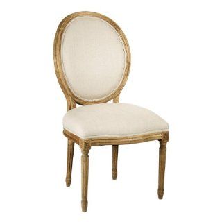 French Country Natural Linen Medallion Oval Back Dining