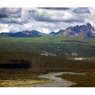Landscape Poster   Remote glacial river and alpine forest