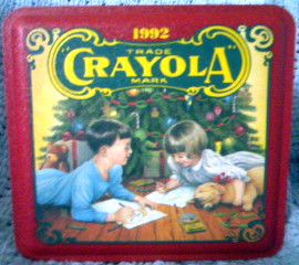   Crayons Nostalgic Collectible Tin Box Christmas Colorful Holiday