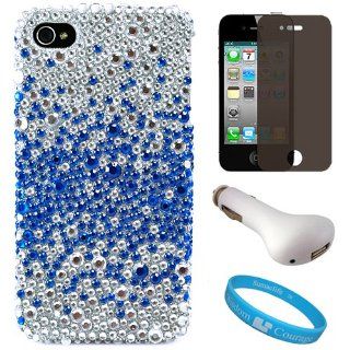 Silver with Blue Diamante Protective Crystal Case Cover