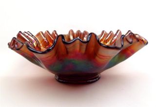 Holly by Fenton Amethyst Carnival Glass 9 3 in 1 Edge Bowl Great