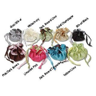 Pink/Brown Pack of 5 Reversible Satin Pouches Jewelry