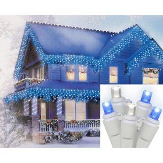 Set of 70 Blue & Pure White LED Wide Angle Icicle Christmas Lights