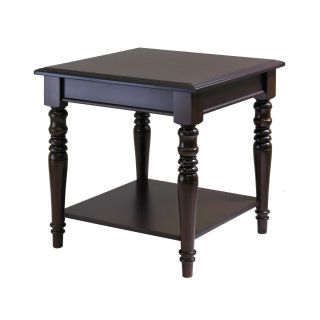 dark brown whitman square end table stand new by winsome wood 20 high