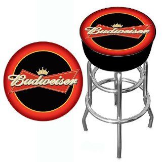 Budweiser Bowtie Red/Black Bar Stool   Game Room Products