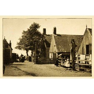 1911 Print Urk Holland Netherlands Barn Streetscape